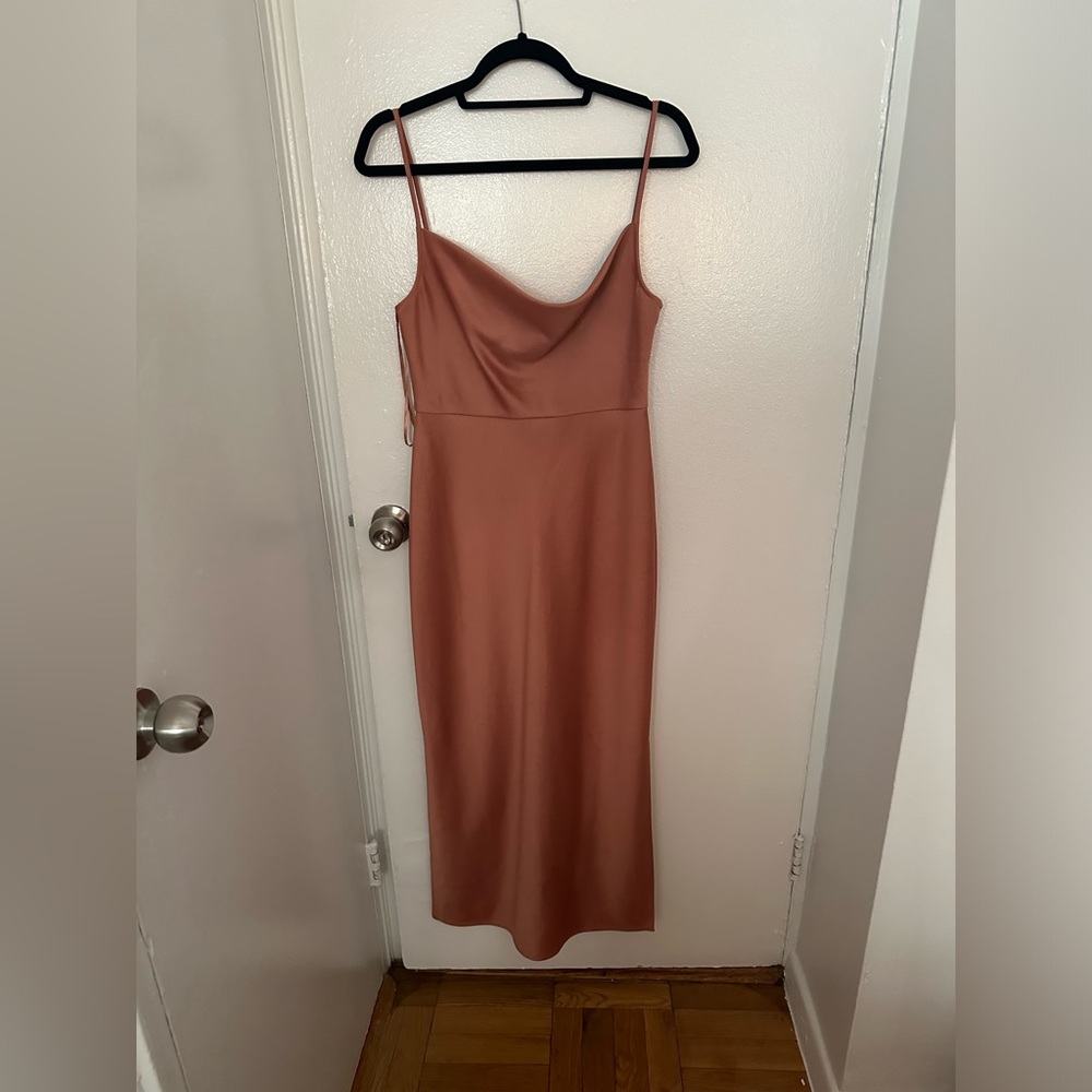 Sachin + Babi Cowl Neck Satin Midi Dusty Rose